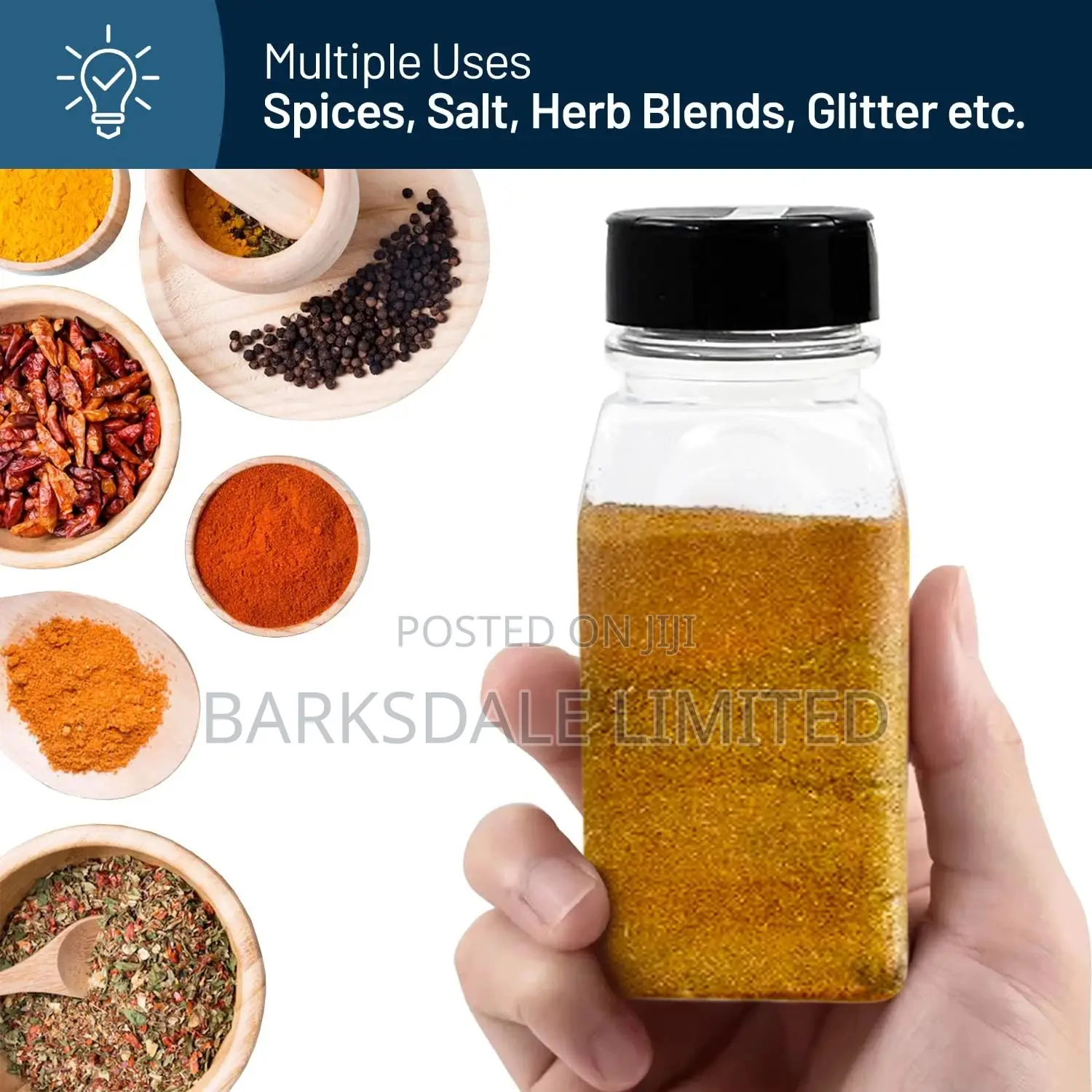 180ml Clear Salt Spice Pepper Shaker Glass Condiment Bottle