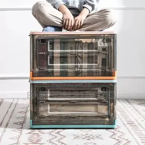 Plastic Storage 56l Box With Lid Wheels Collapsible Storage