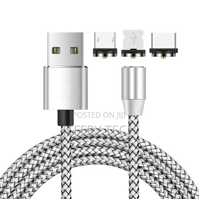 3 in 1 USB to 8 Pin + Type-C/Usb-C + Micro USB Magnetic Meta