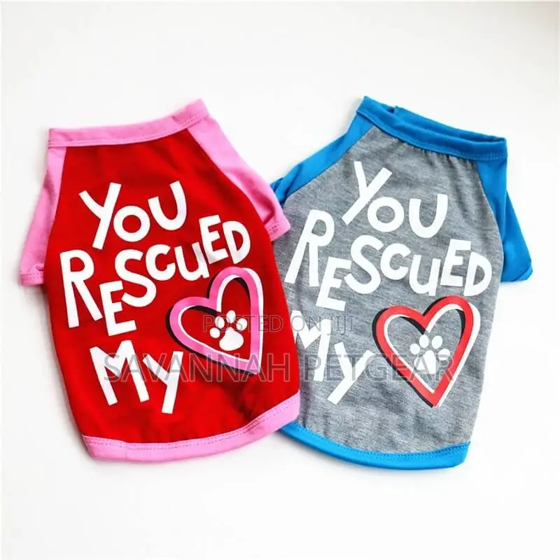 You Rescued My Heart Cat and Puppy Fashion T-Shirt Clothe