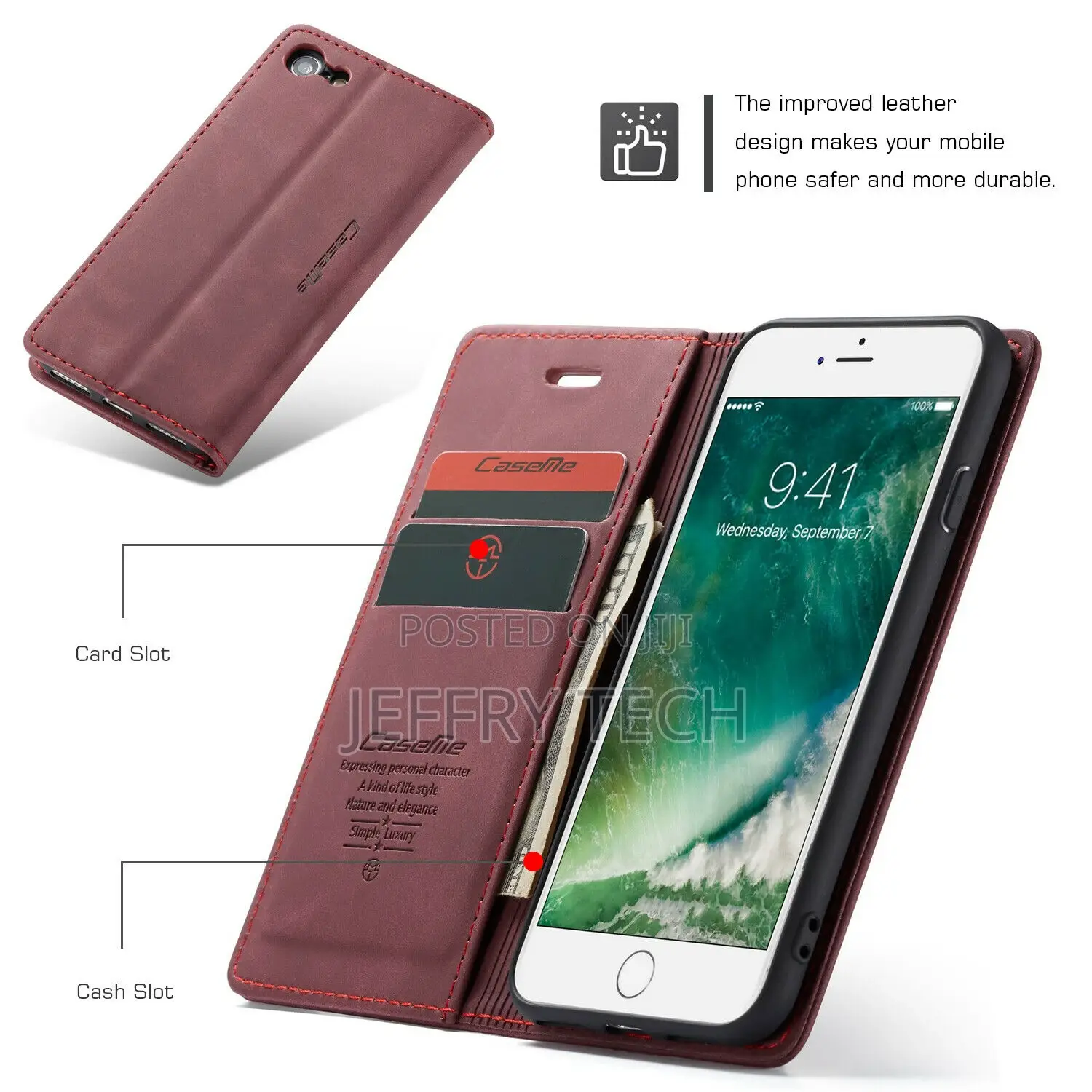 For iPhone 12 Mini Luxury Caseme Leather Flip Wallet Stand