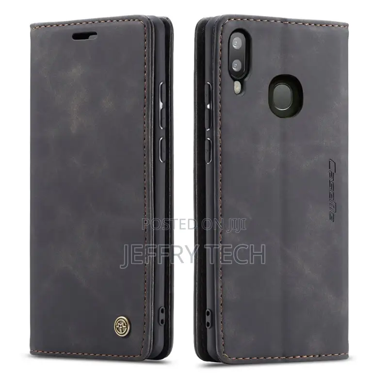 Caseme Samsung Galaxy A30 Retro Flip Leather Wallet Case Bla