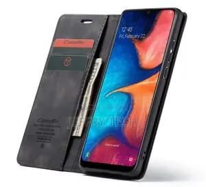 Caseme Samsung Galaxy A30 Retro Flip Leather Wallet Case Bla