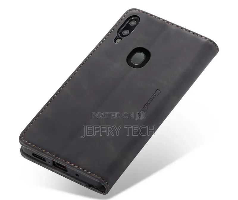 Caseme Samsung Galaxy A20 Retro Flip Leather Wallet Case Bla