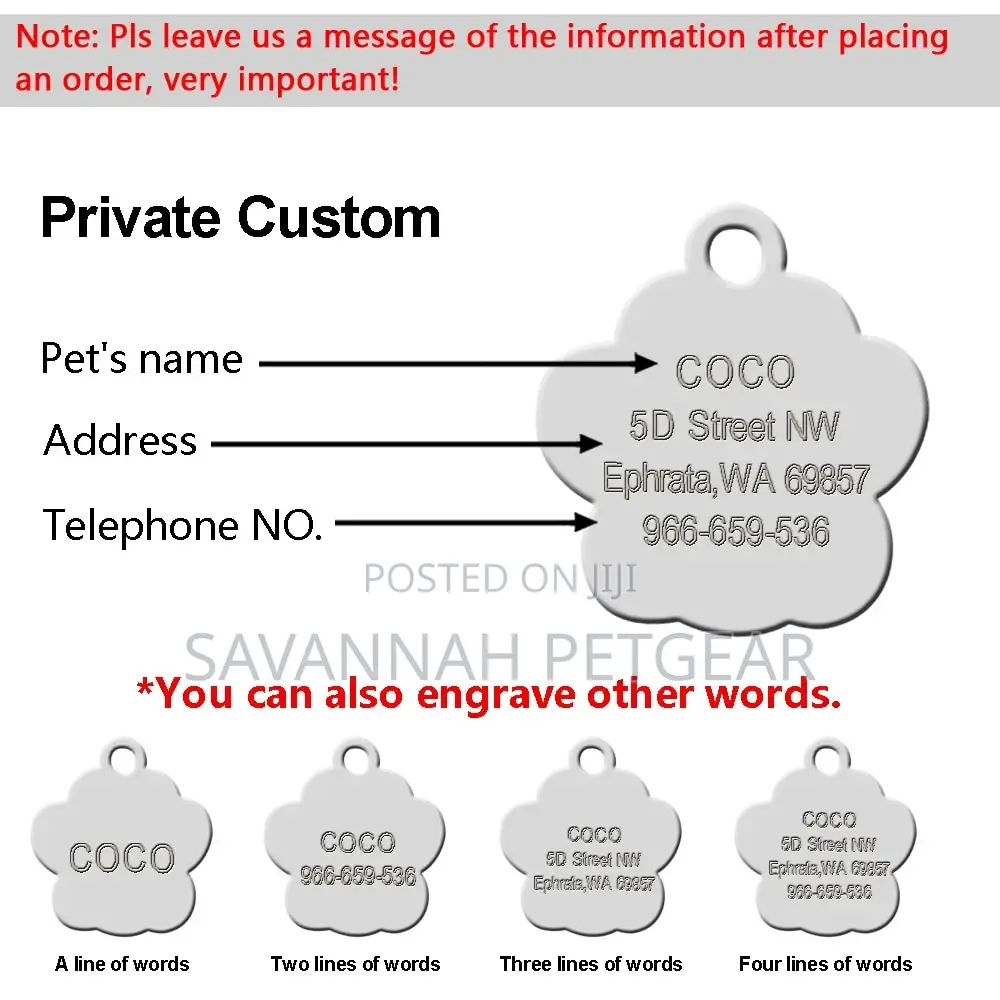 Personalized Pet ID Name Tag (Free Personalization)