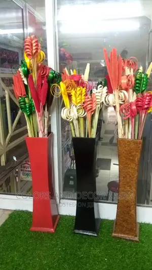 Wooden Vases and Dry Decorative Flowers