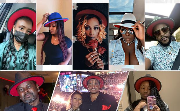 Red Bottom Wide Brim Sunken Top Fedora Hat - thumbnail 3