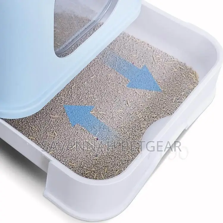Super Deluxe Enclosed Cat Toilet Litter Box Has Drawer Scoop