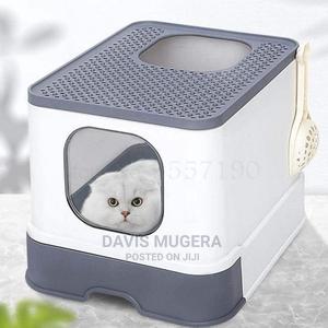 Super Deluxe Enclosed Cat Toilet Litter Box Has Drawer Scoop - thumbnail 2