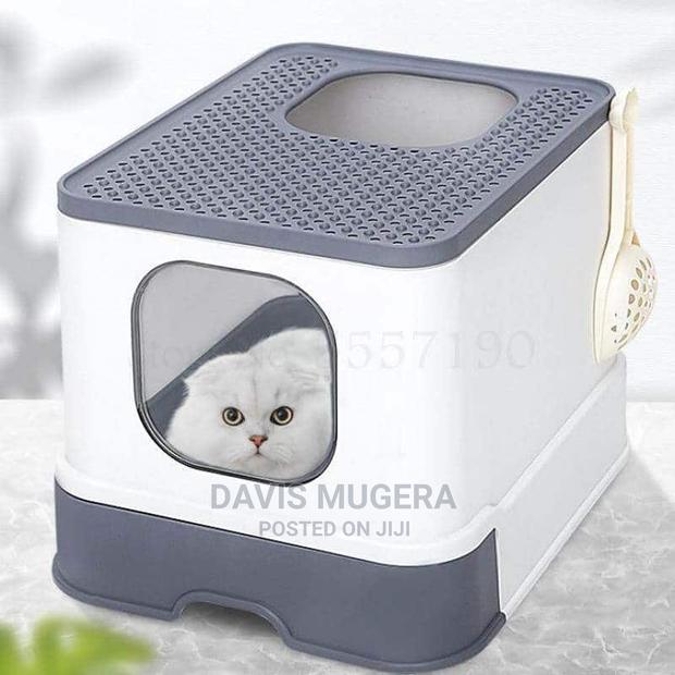 Super Deluxe Enclosed Cat Toilet Litter Box Has Drawer Scoop - main view