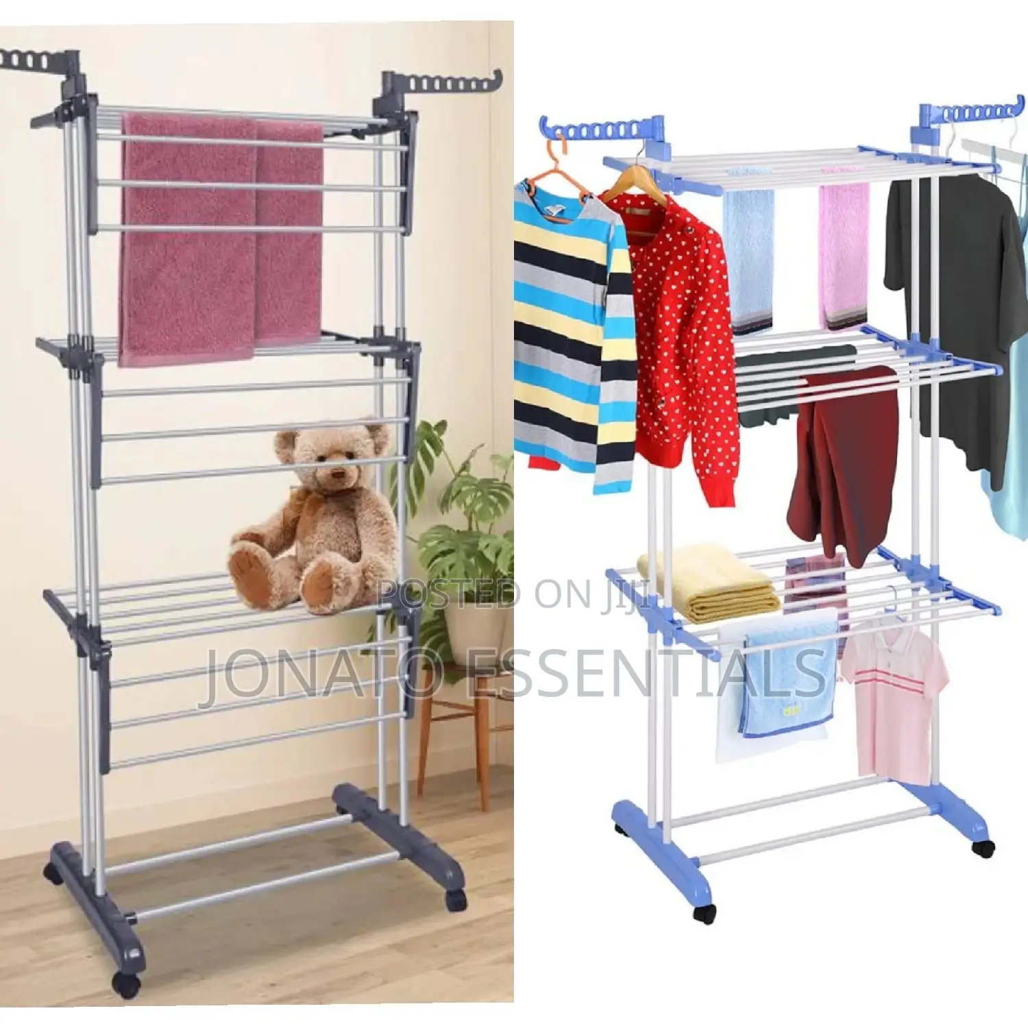 3 Tier Clothes Drying Rack, Laundry Stand With Wheels