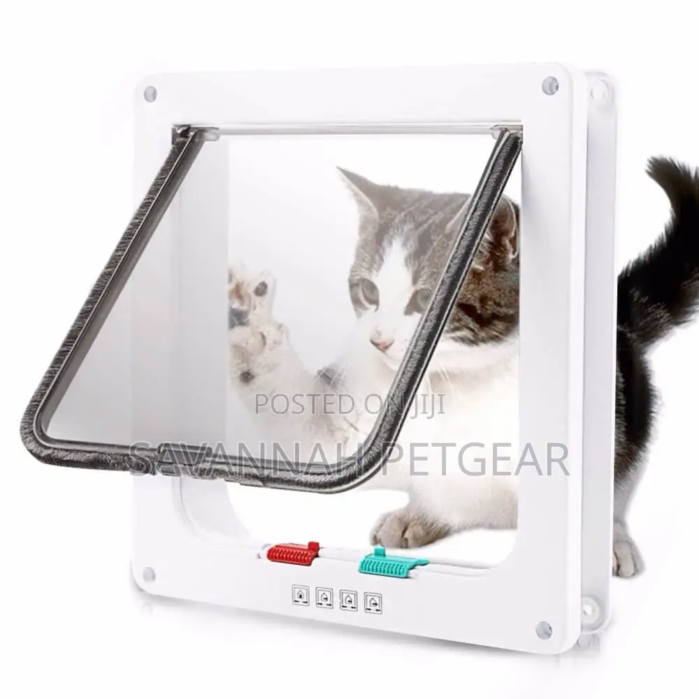 4 Way Intelligent Lockable Cat Dog Pet Flap Door -White