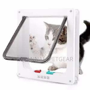 4 Way Intelligent Lockable Cat Dog Pet Flap Door -White