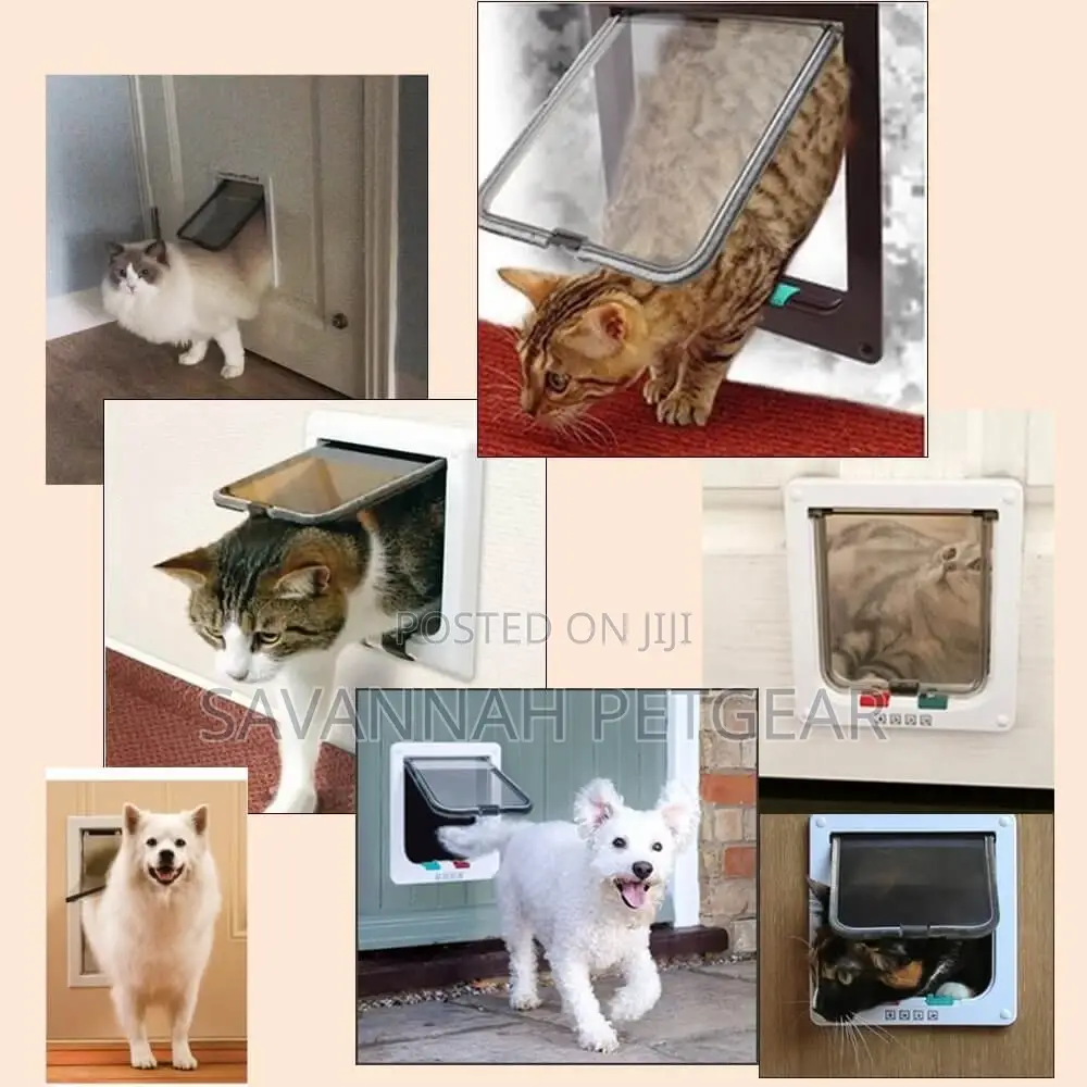 4 Way Intelligent Lockable Cat Dog Pet Flap Door -White
