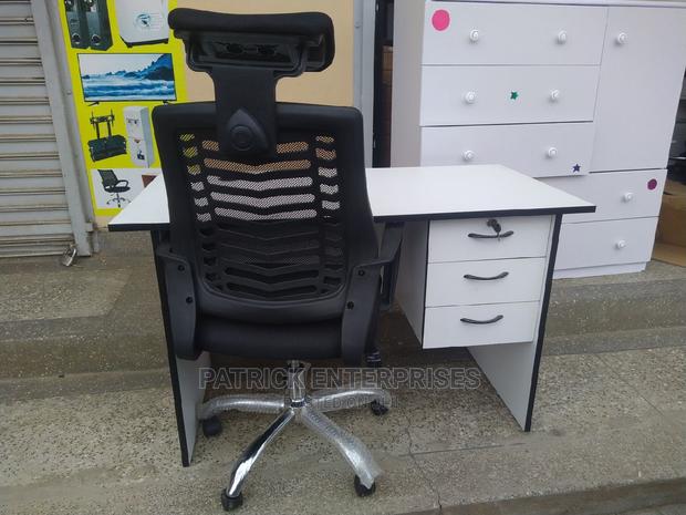 1.2 Mtrs White Office Desk Plus High Back Recliner Chair