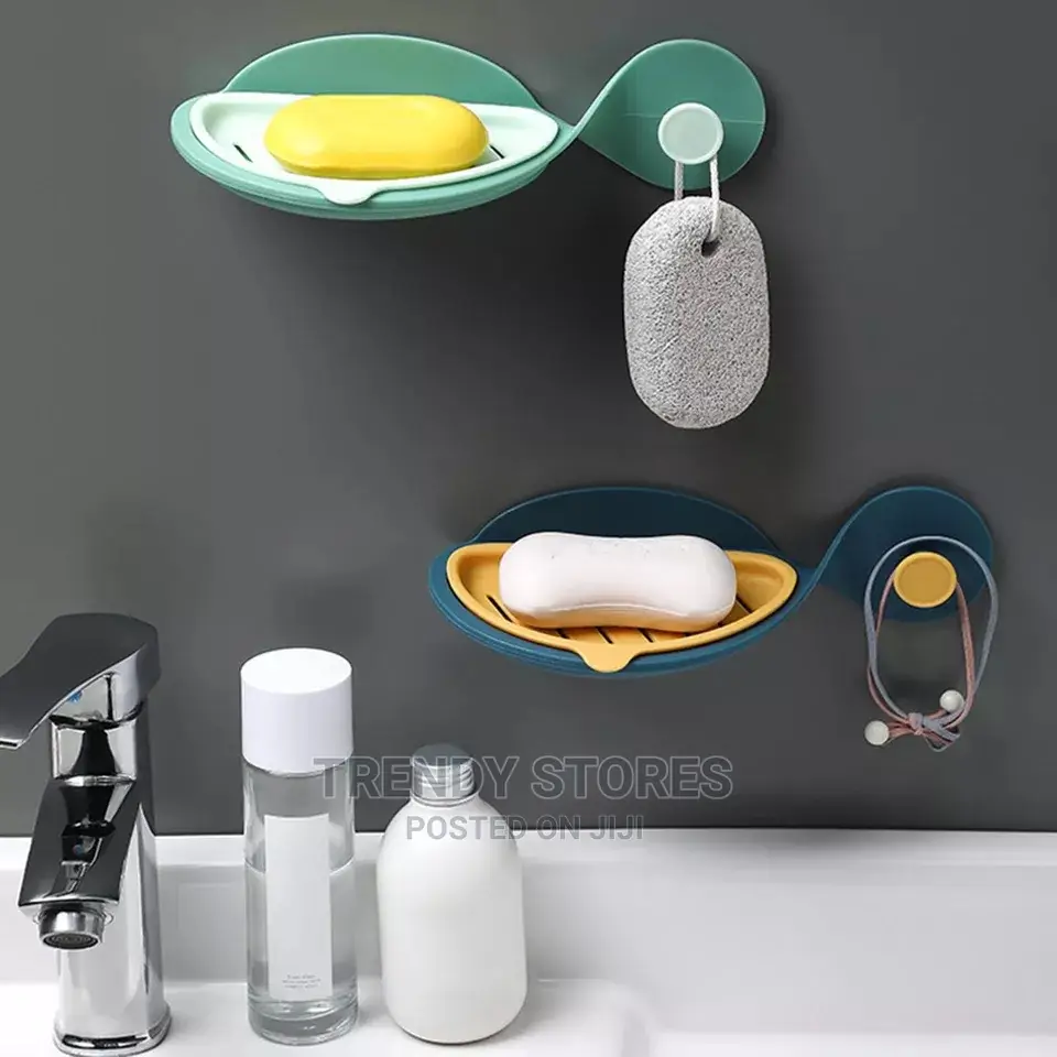 Fish Design Soap Holder With an Adhesive Tape