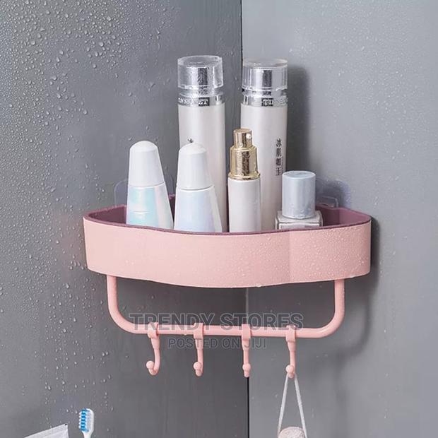 Punch Free Corner Bathroom Shelf With Self Adhesive Tape - main view