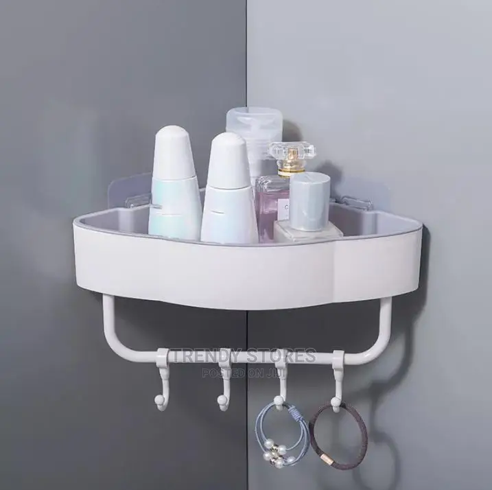 Punch Free Corner Bathroom Shelf With Self Adhesive Tape