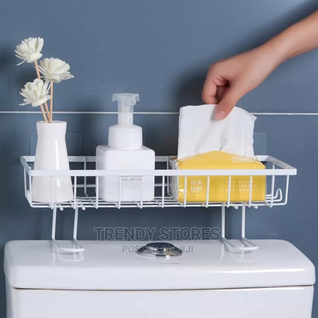 Wall Mounted , Self Adhesive Bathroom / Toilet Storage Rack - thumbnail 3