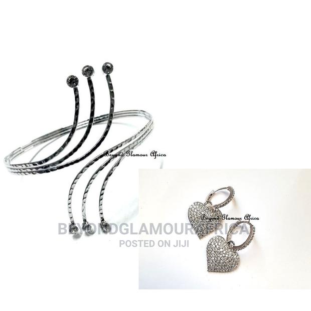 Womens Flower Silver Arm Bracelet Cuff Combo - thumbnail 3