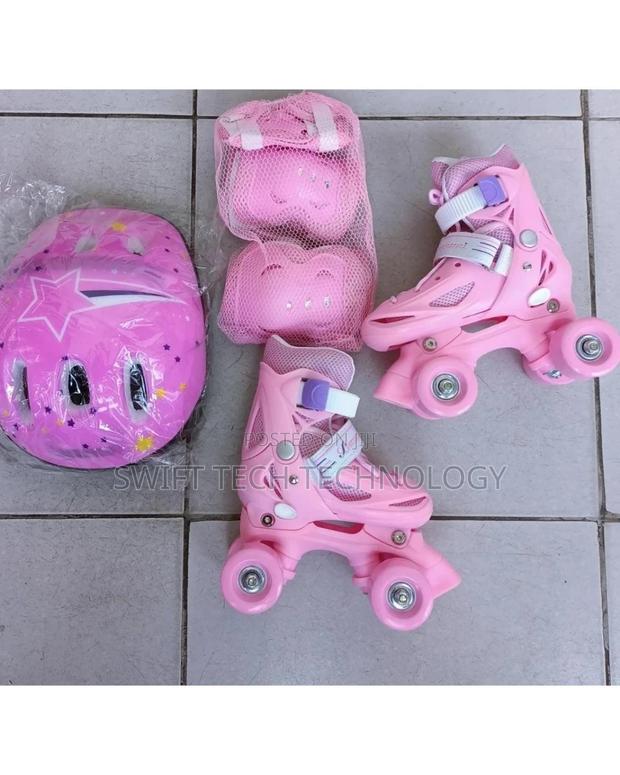 Pink 4 Wheel Skates Shoes Set - main view