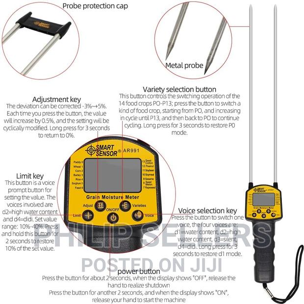 Grain Moisture Meter Hygrometer for Corn, Wheat, Rice, Beans - thumbnail 4