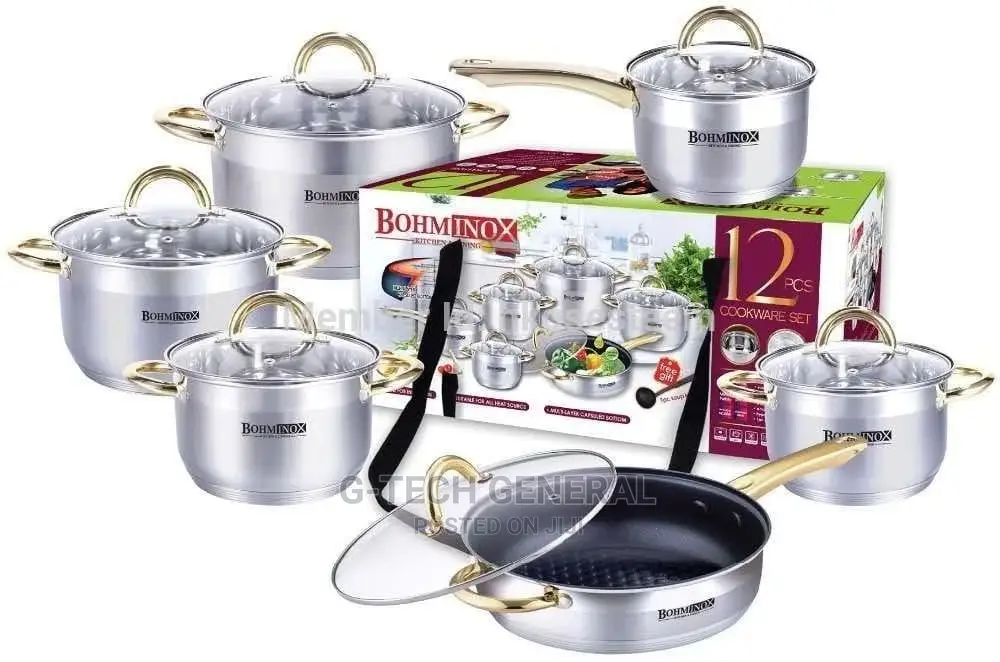 Bohminox 12pcs Stainless Steel Heavy Nonstick Cookware Set