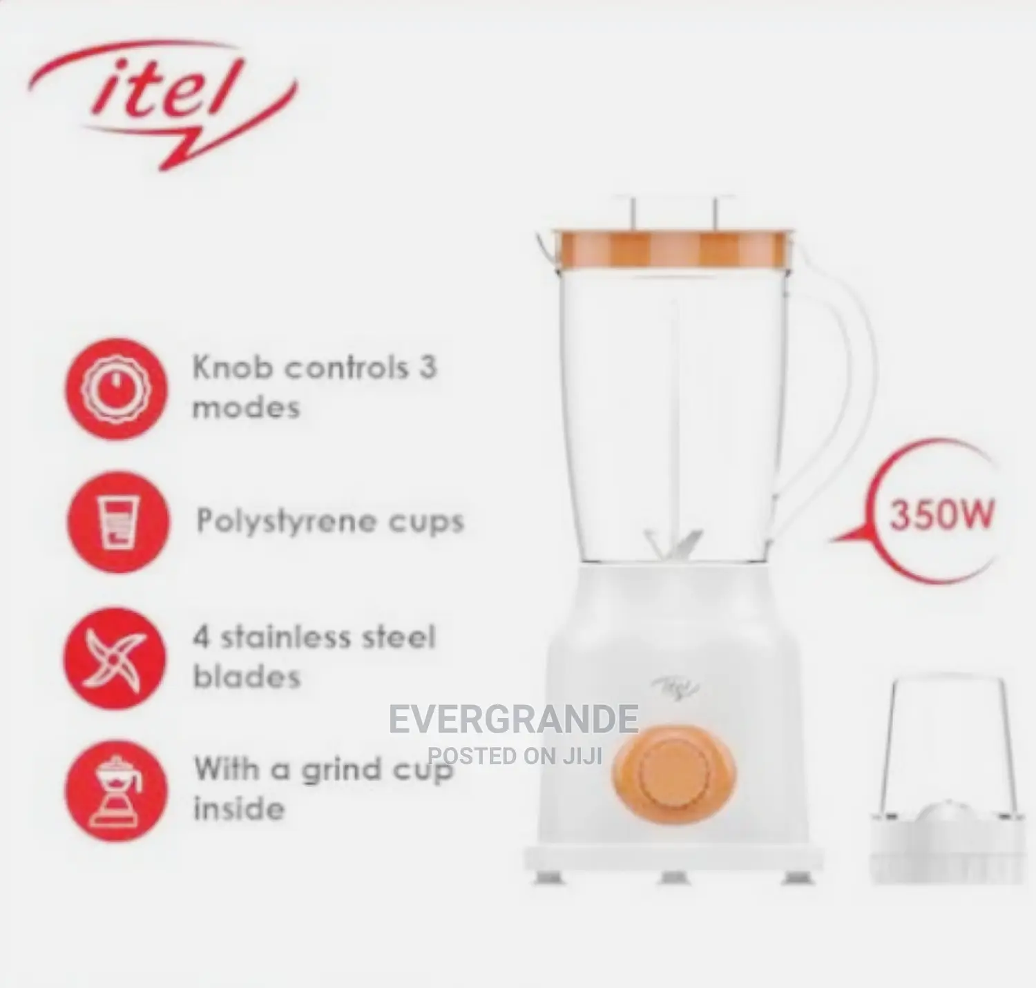 350 Watt 2 in 1 Blender Itel