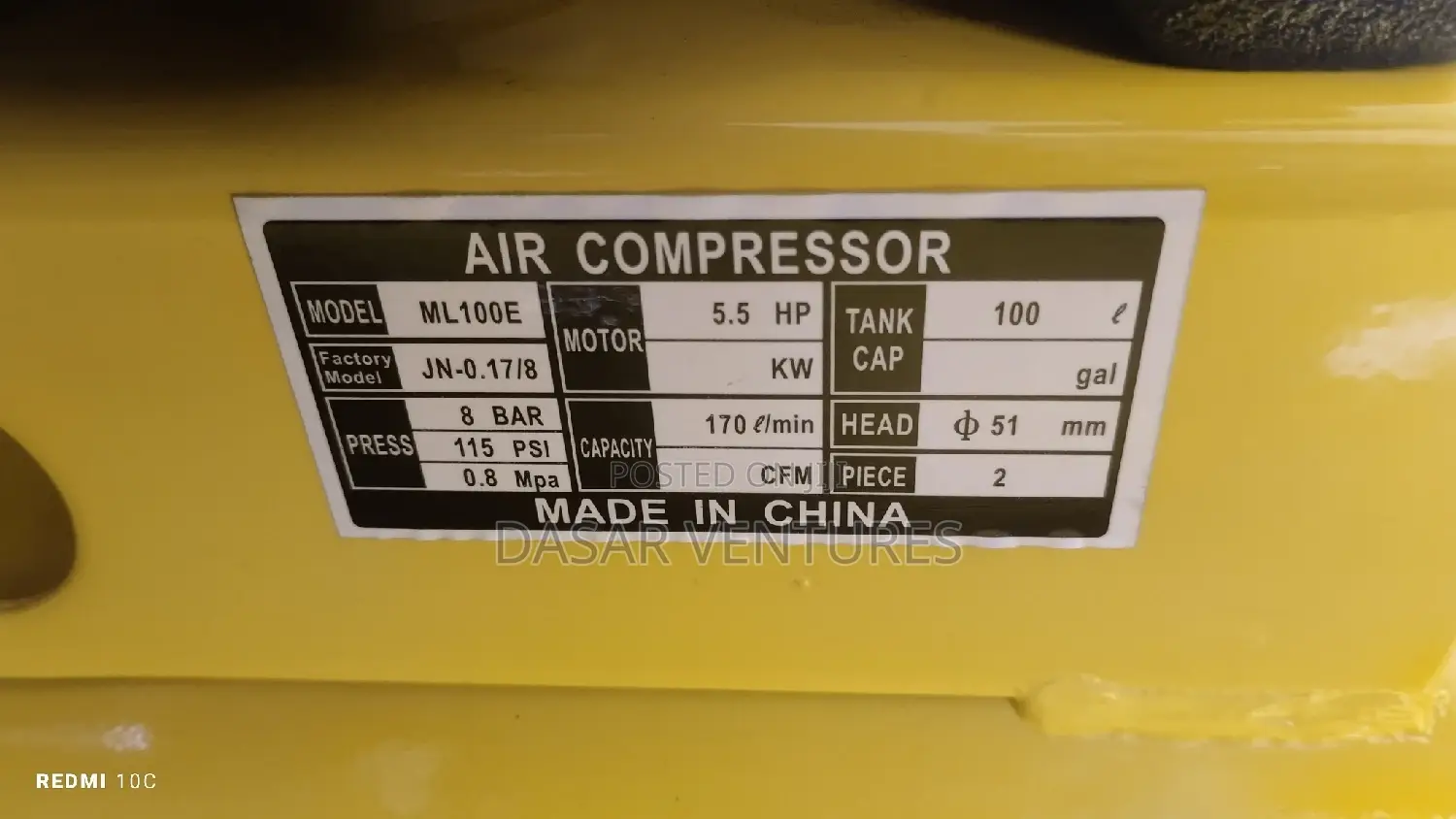 Milano Air Compressor 100l Petrol
