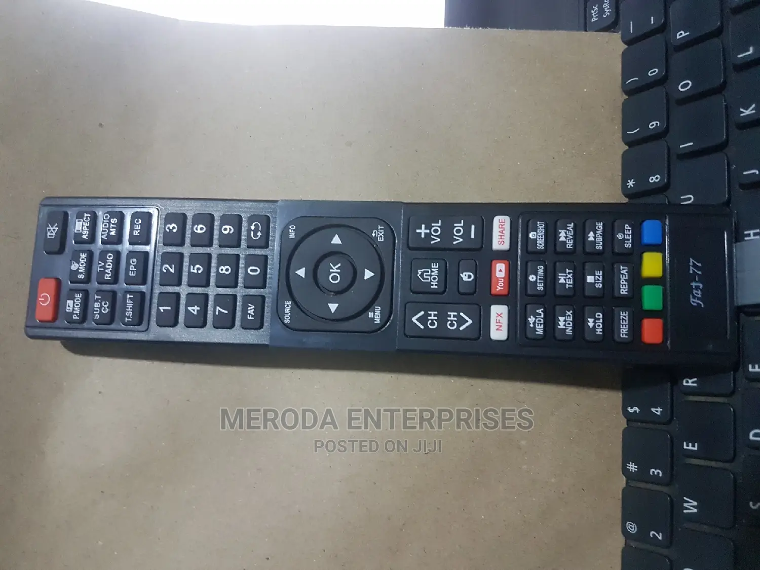 Fat-77 Smart Tv Remote Black With Netflix