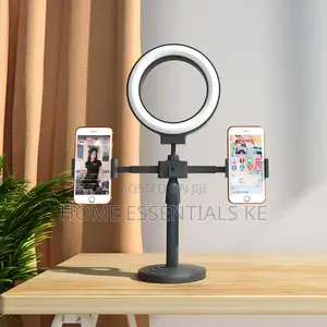 Foldable Table Ring Light With Dual Phone Holdertripod Stand