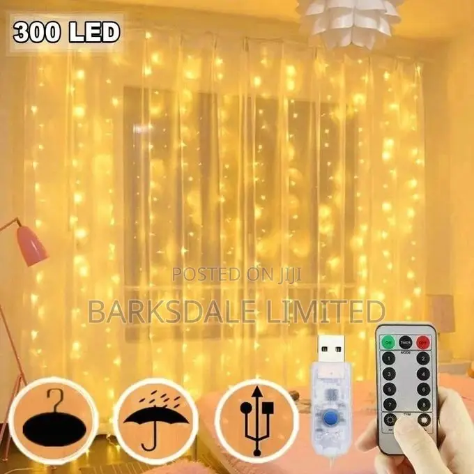Christmas Xmas String Curtain Lights 3x3m Led Waterproof Cop