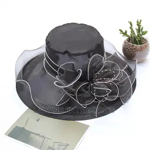 Black Organza Wide Brim Bucket Hat
