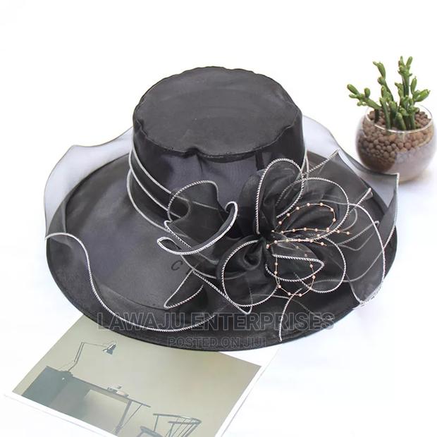 Black Organza Wide Brim Bucket Hat - thumbnail 3