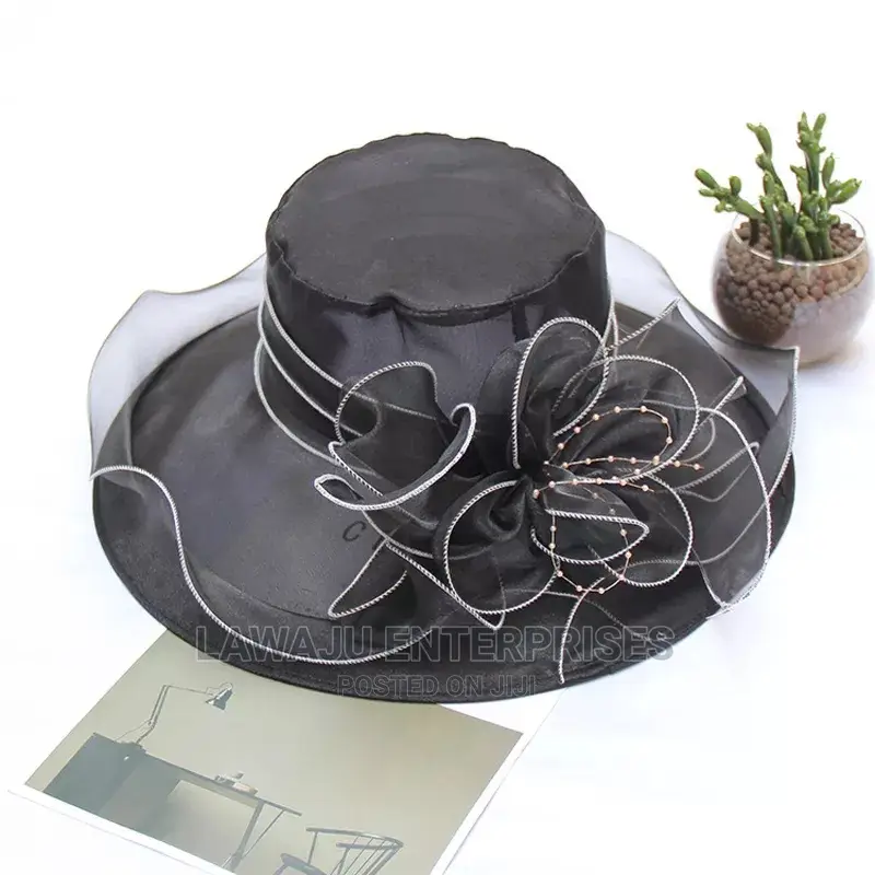 Black Organza Wide Brim Bucket Hat