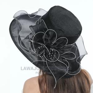 Black Organza Wide Brim Bucket Hat - thumbnail 2