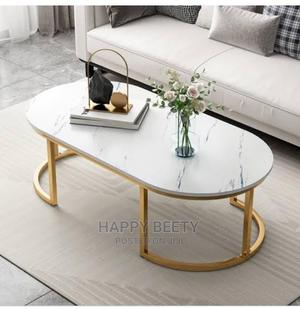 #Marble Effect Wooden Coffee Table - thumbnail 2