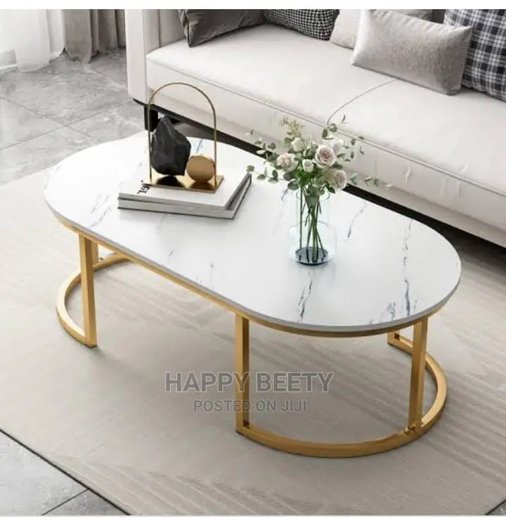 #Marble Effect Wooden Coffee Table