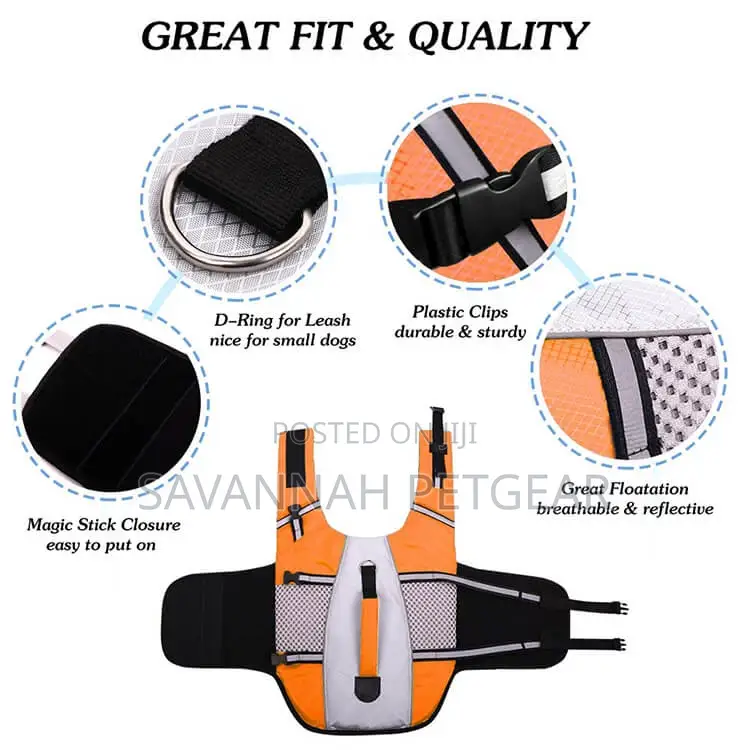 Classic Dog Life Jacket Safety Vest With Superior Floatation