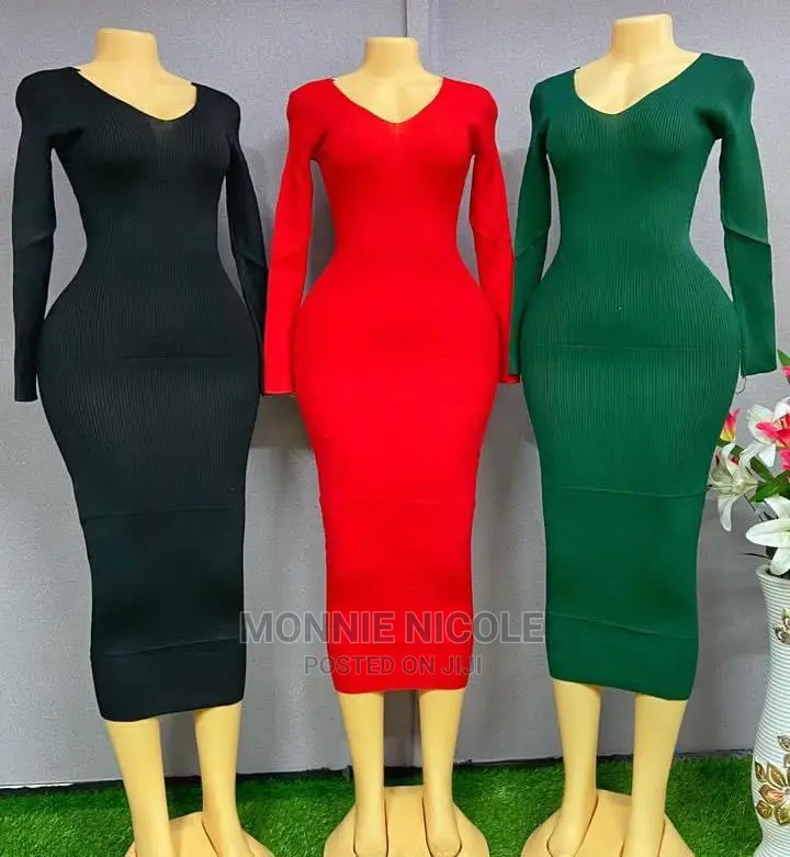 V-Neck Sweater Dress