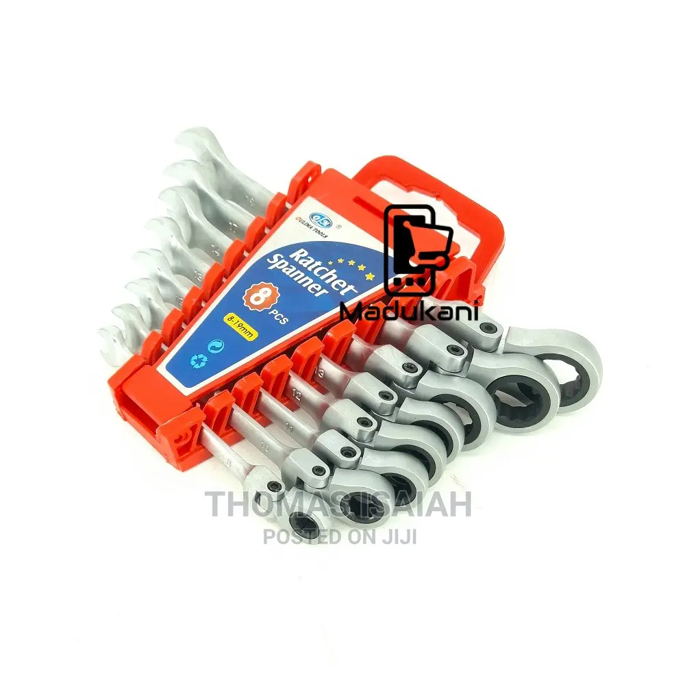 8pcs Swivel Head Ratchet Combination Spanner Set 8-19mm