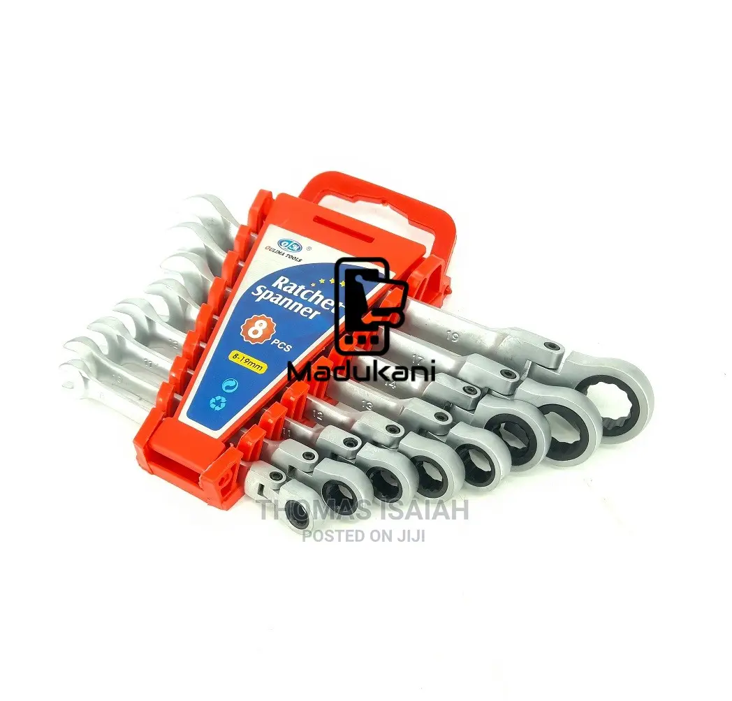 8pcs Swivel Head Ratchet Combination Spanner Set 8-19mm
