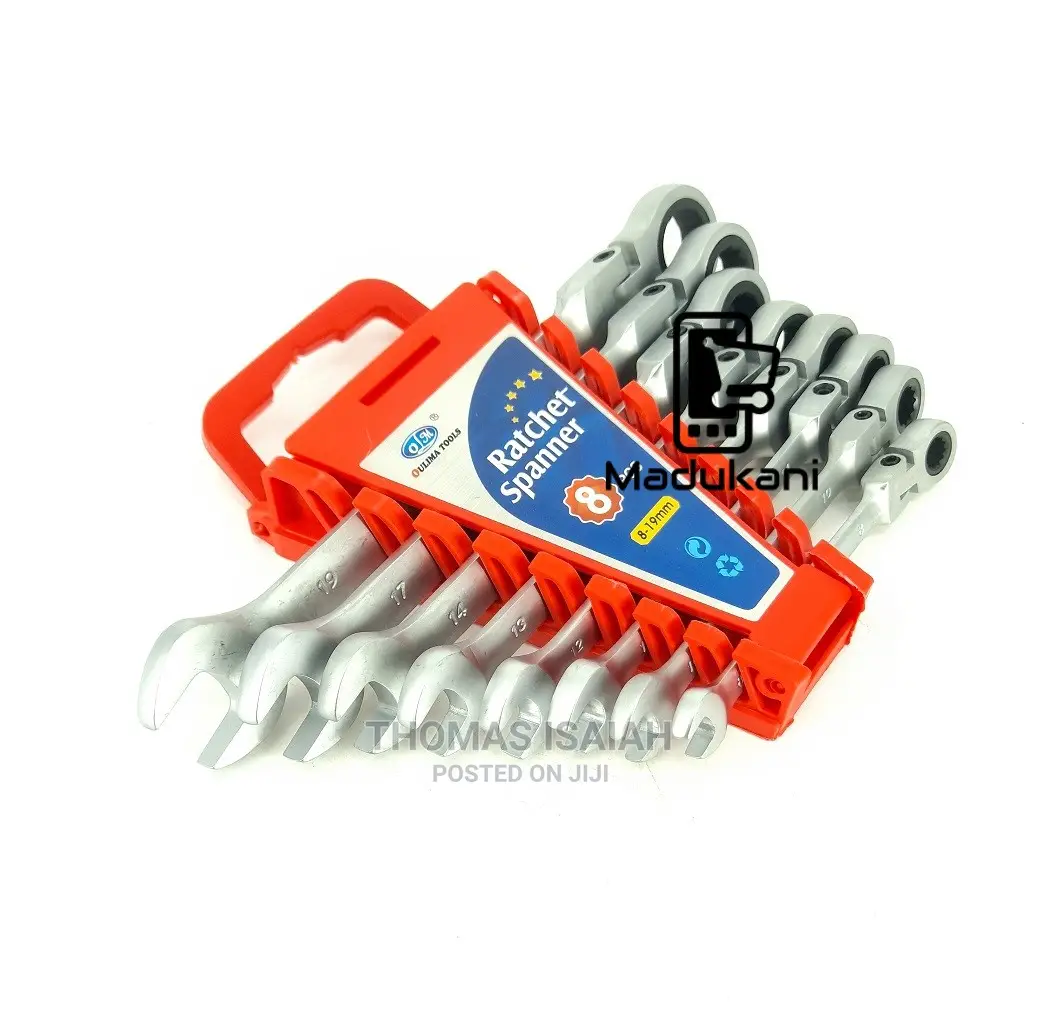 8pcs Swivel Head Ratchet Combination Spanner Set 8-19mm