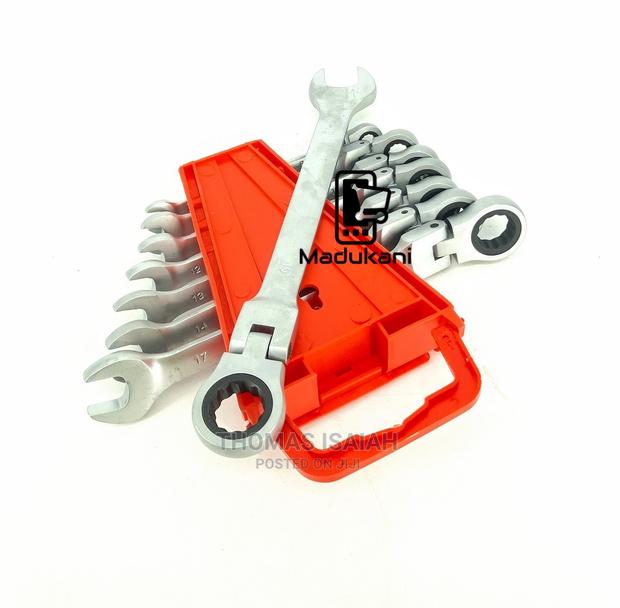 8pcs Swivel Head Ratchet Combination Spanner Set 8-19mm