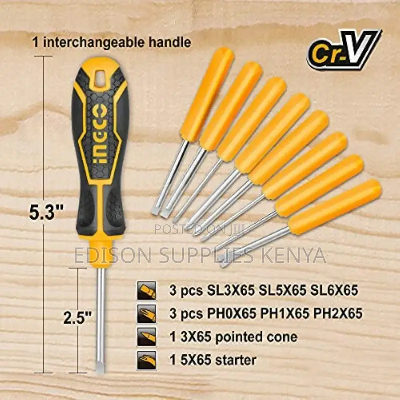 Screwdriver Set Interchangeable Ingco 8 in 1 AKISD0901