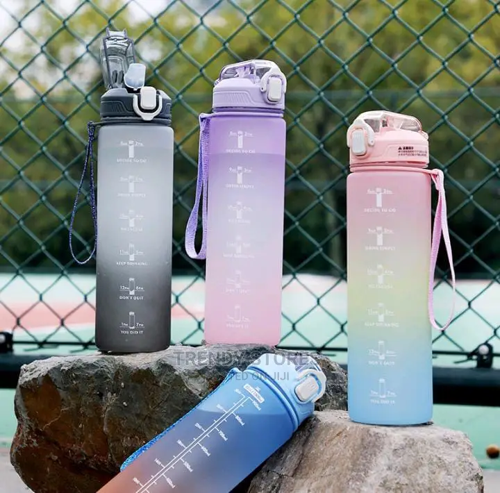 1ltr Motivational Water Bottle With Straw