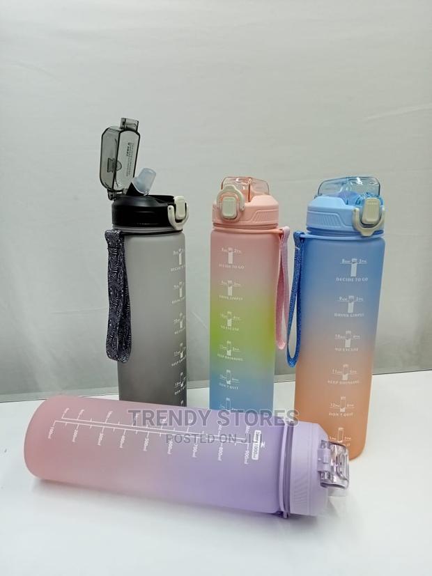 1ltr Motivational Water Bottle With Straw - thumbnail 4
