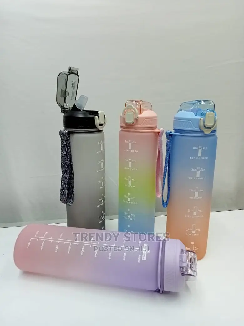 1ltr Motivational Water Bottle With Straw