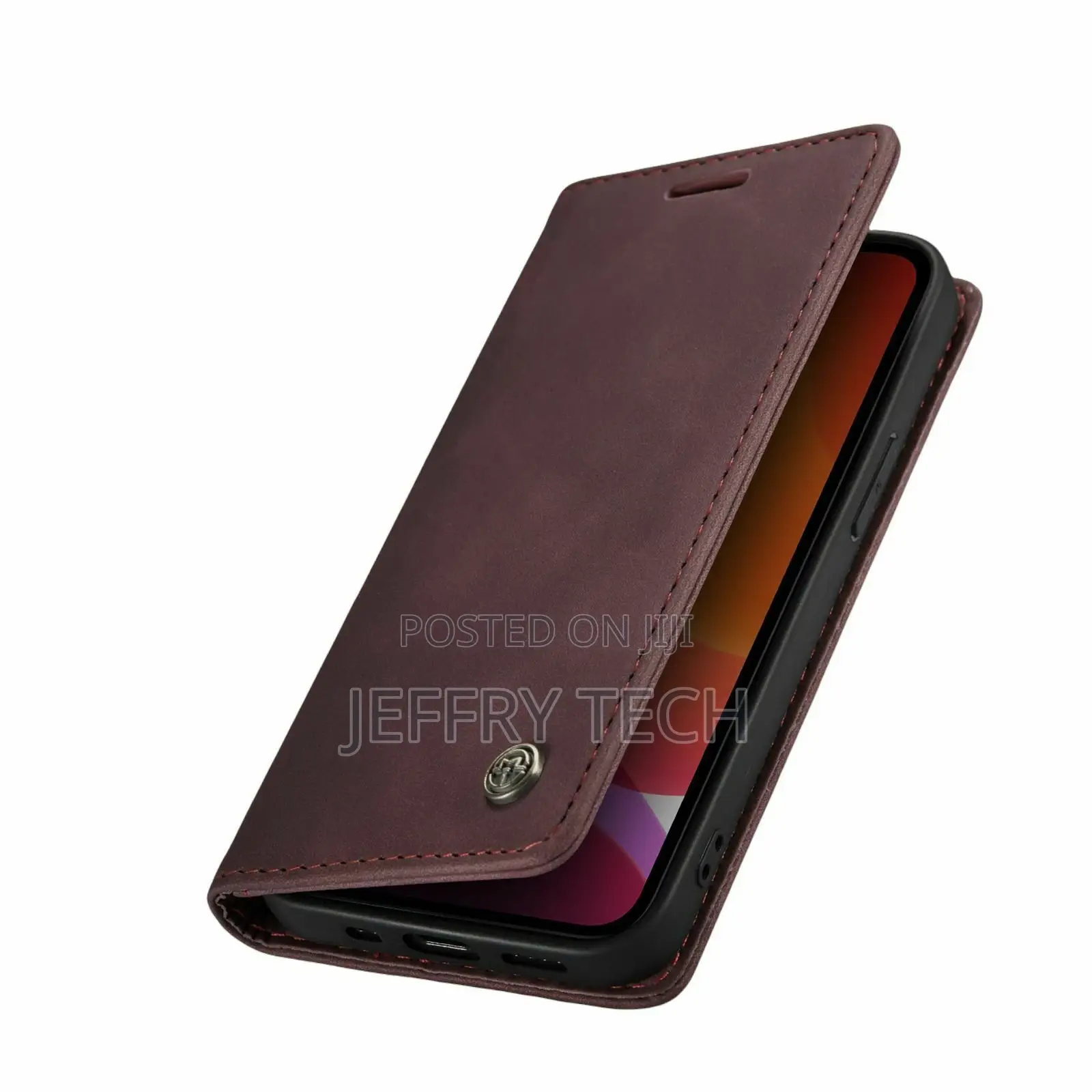 For iPhone 13 Pro Max Wallet Case in Handmade Leather
