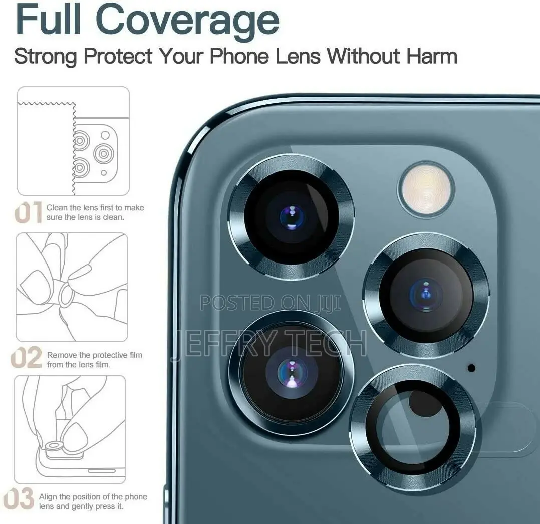 For iPhone 12 Pro - Set of 3 Glass Camera Lens Protectors Bl